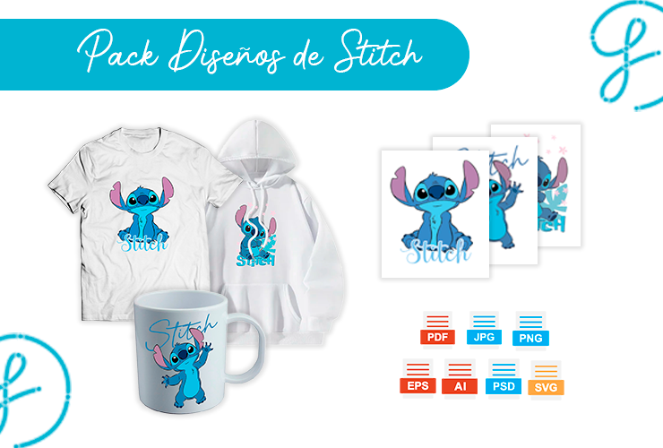 Pack de diseños de Stitch para sublimación y corte – incluye PNG, AI, SVG y formatos para Cricut y Cameo