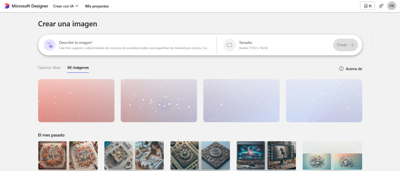 dashboard de microsoft designer