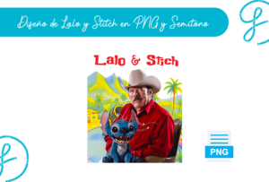 Diseño de Lalo y Stitch en semitono, formato PNG con fondo transparente para impresión DTF o sublimación textil.