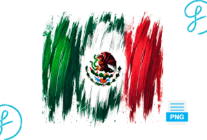 Bandera de México PNG estilo brochazos (fondo transparente) – Descarga Gratis DTF gratis PNG AI SVG