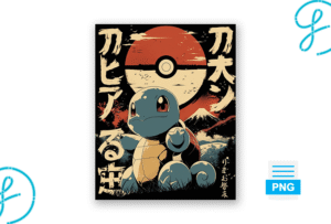 Squirtle estilo japonés en semitonos para DTF – Archivo PNG gratis DTF gratis PNG AI SVG