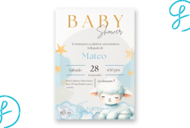 Plantilla de invitación Baby Shower de borreguito (editable, PDF y PNG) descarga gratis PNG AI SVG